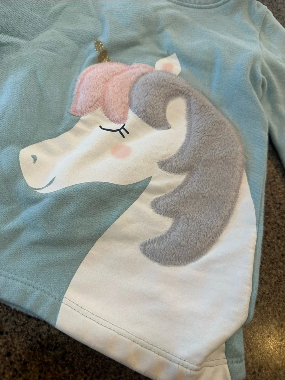 Carter's Aqua Long-Sleeve Top with Unicorn Applique